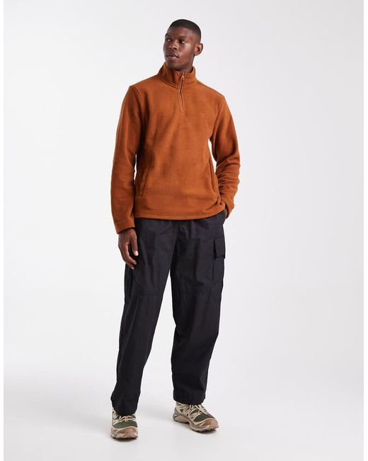 Threadbare Brown 1/4 Zip Fleece Jumper for men