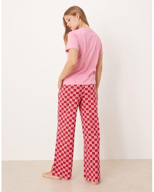 Threadbare Pink Short Sleeve Noel Print Pyjamas With Pattern Pants