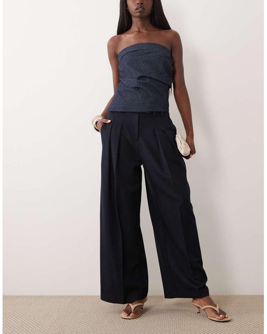 River Island Blue Denim Look Wide Leg Trousers