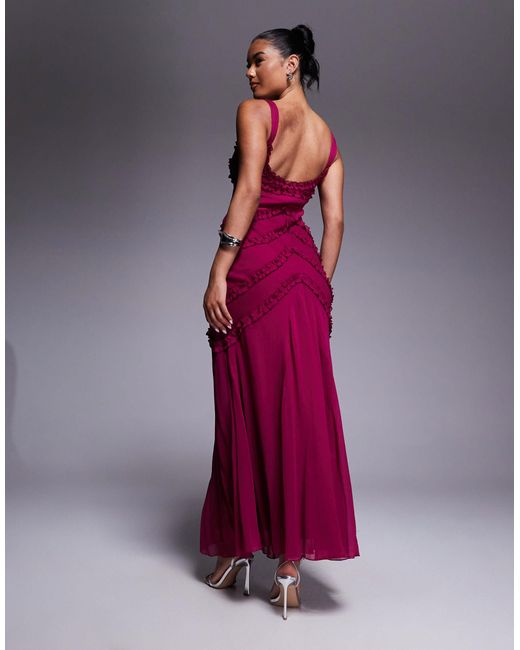 ASOS Purple Cami Ruffle Detail Maxi Dress