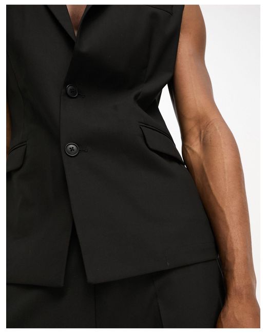 ASOS Black Slim Sleeveless Suit Jacket for men