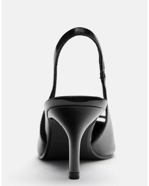 Pull&Bear Schoenen Van Imitatielakleer Met Hoge Hakken in het Black