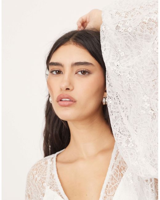 Blouse oversize en dentelle délicate et transparente - clair ARRANGE en coloris White