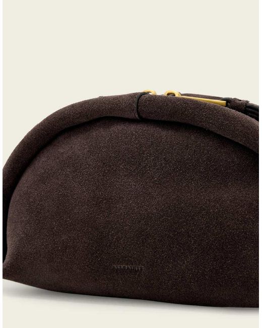 AllSaints Natural Rosalie Arc Suede Leather Crossbody Bag
