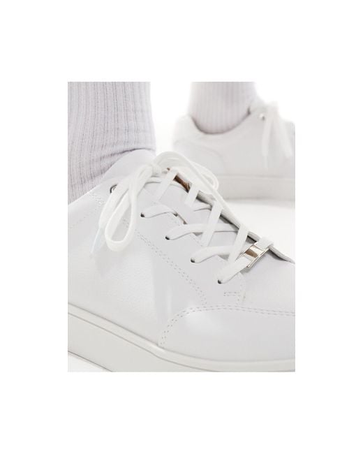 River Island White Mixed Texture Trainer for men