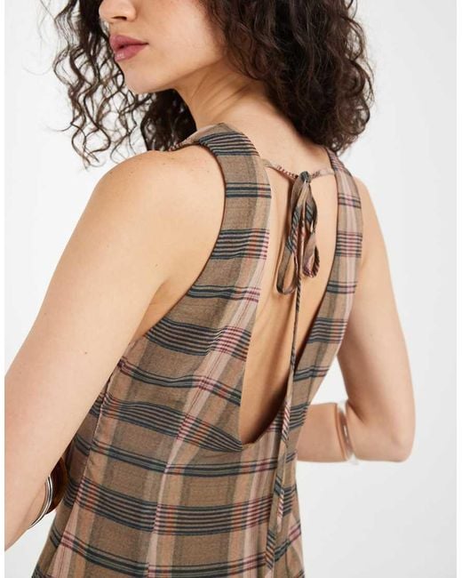 Motel Brown Elska Chiffon Short Sleeve Midaxi Dress
