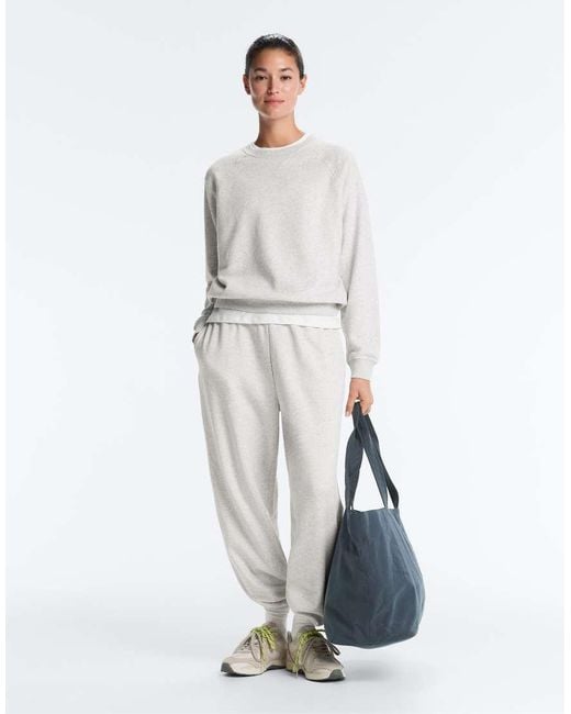 Oysho White Marl Plush Round Neck Sweatshirt