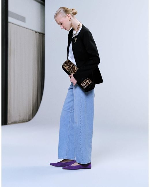 ASOS Blue Lari Premium Pointed Ballets