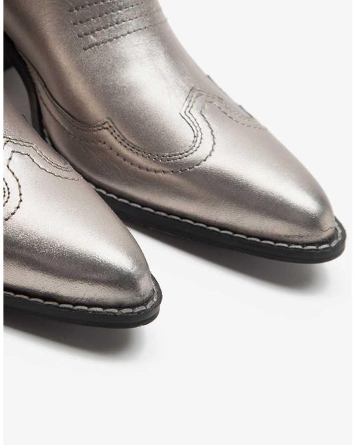 OFF THE HOOK Gray Soho Knee Leather Cowboy Boots Calf Boots