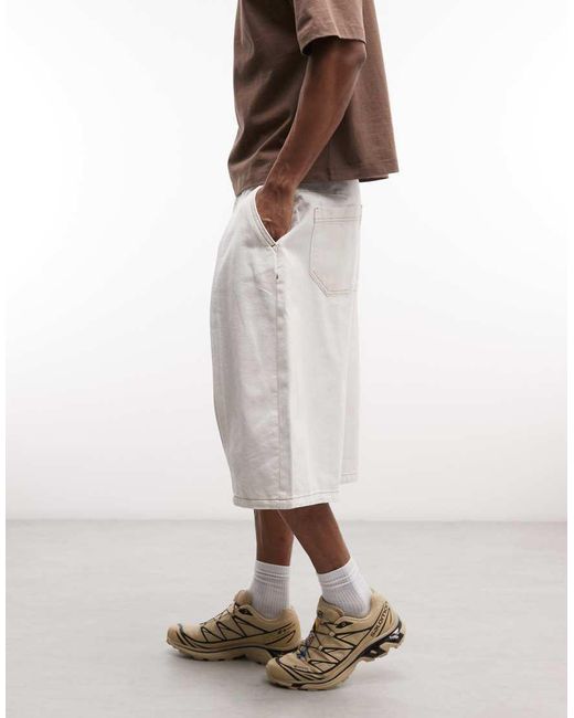 Reclaimed Vintage White Denim Optic Oversized Balloon Jort for men