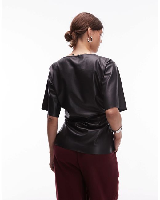 ASOS Black Pu Cinched Side Tee