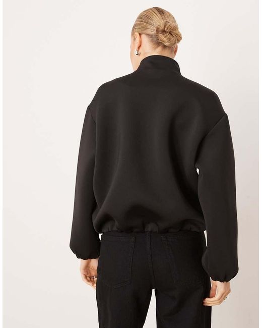 Mango Black Zip Through Bomber Jacket