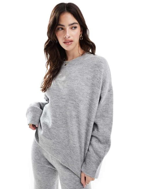 ASOS Gray Boxy Crew Neck Jumper Co-ord