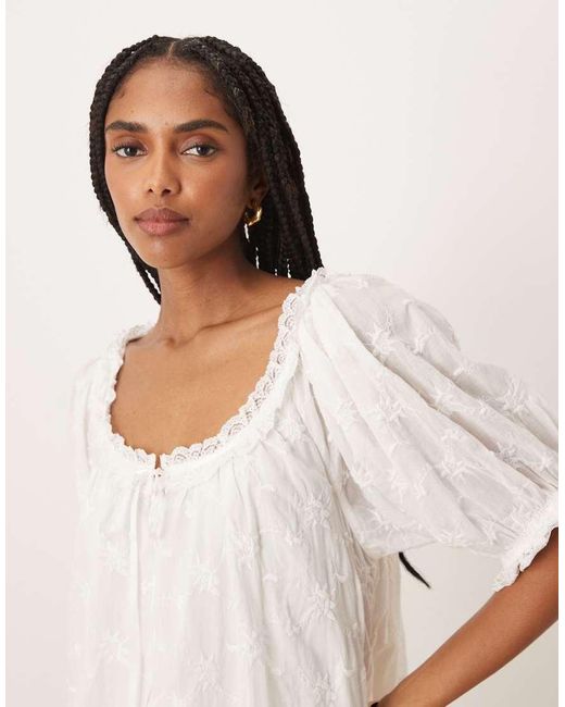 Free People Natural Juno Mini Lace Babydoll Dress