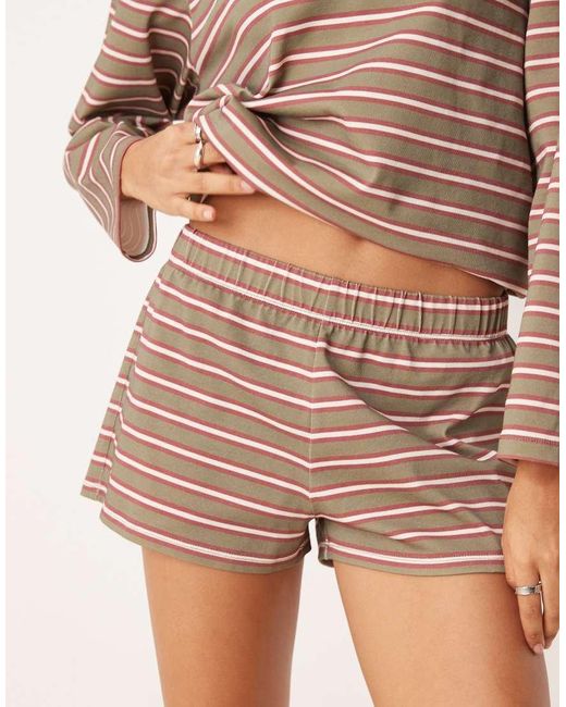 ASOS Natural Stripe Boxy Co Ord Micro Short