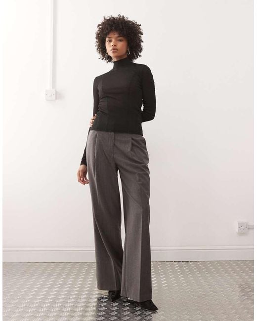 Weekday Black Mesh High Neck Long Sleeve Top With Contour Seam Detail