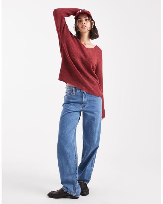 Vero Moda Red Lightweight V Neck Jumper