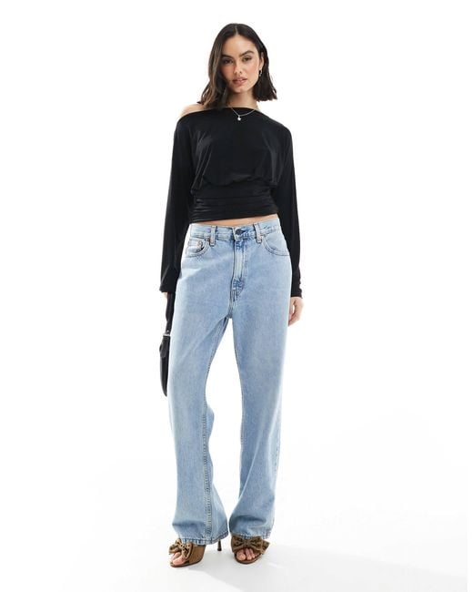 ASOS Black – asymmetrisches, langärmliges, anschmiegsames oberteil