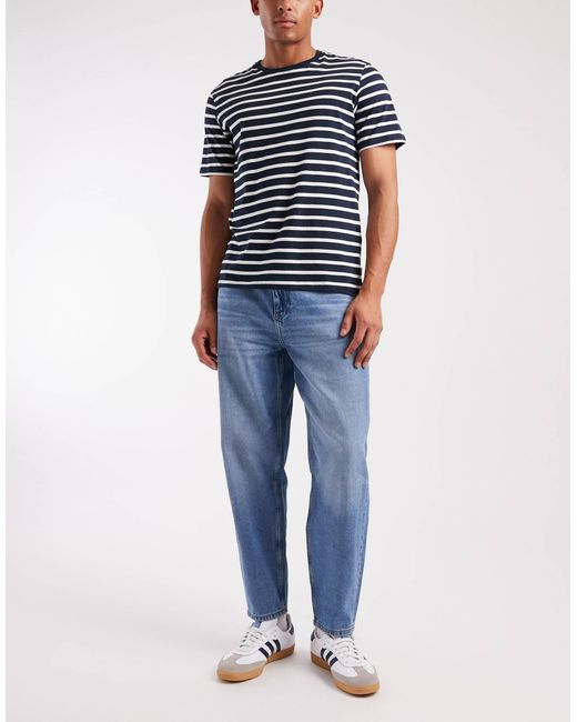 ASOS Blue Relaxed Tapered Jeans for men