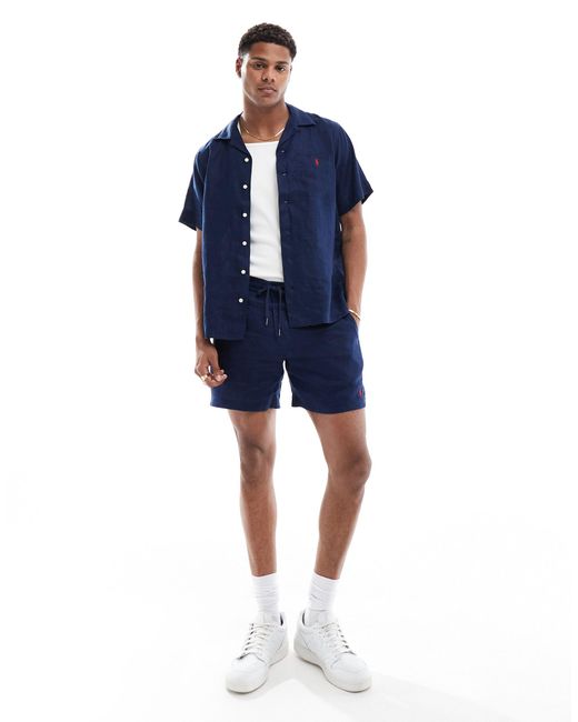 Polo Ralph Lauren Blue Prepsters Icon Logo Linen Shorts for men