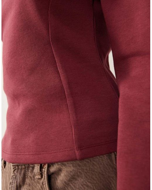 ASOS Red Cinched Detail Rib Insert Sweat