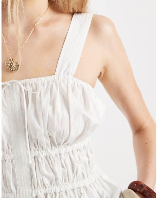 ASOS White Cami With Ruched Detail And Bows