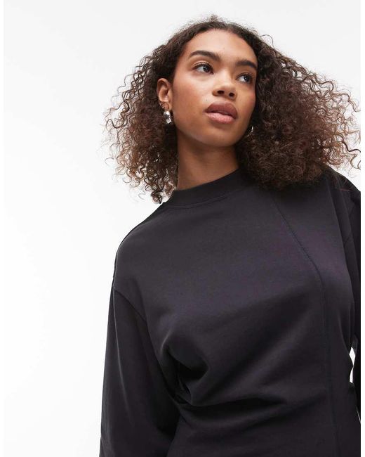 & Other Stories Jersey Midi Jurk Met Wijde Mouwen En Split Aan De Voorkant in het White