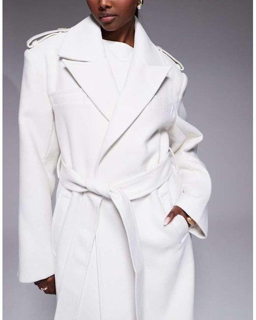 JLUXLABEL White Savannah Formal Belted Maxi Coat