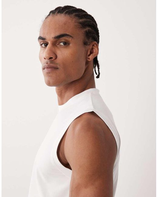4505 White Shrunken Muscle Fit Cotton Tank With Quick Dry Finish for men