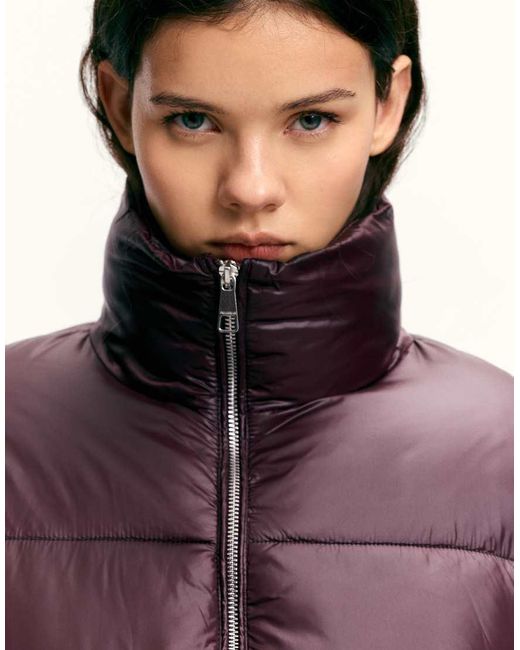 Pull&Bear Purple Puffer Jacket With A Shimmery Finish