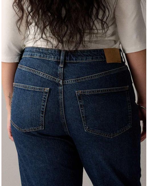ASOS Blue Asos Design Curve Ankle Grazer Comfort Stretch Straight Leg Jeans