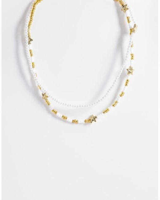 ONLY White 2-pack Starfish Beaded Necklaces