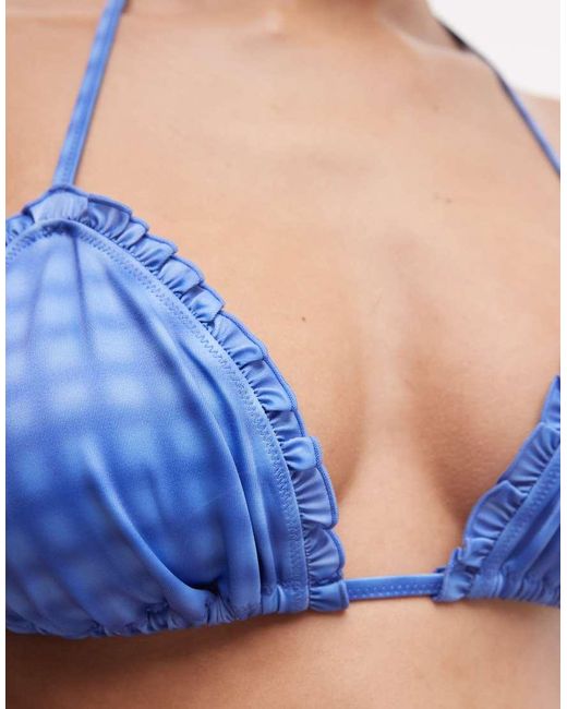 Monki Blue Triangle Bikini Top Co-Ord