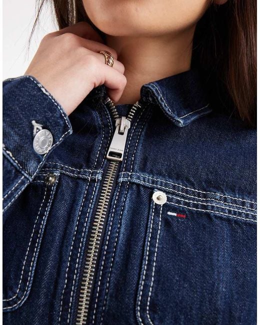 Tommy Hilfiger Blue Cropped Denim Jacket Co-ord