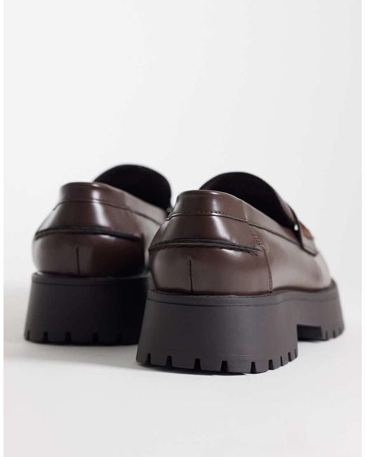 ASOS Brown Penny Loafers With Cleated Sole for men