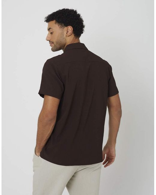 Brave Soul Black Textured Revere Collar Short Sleeve Shirt for men