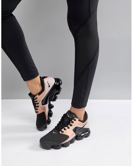 Nike Running Vapormax Mesh Trainers In Black And Rose Gold