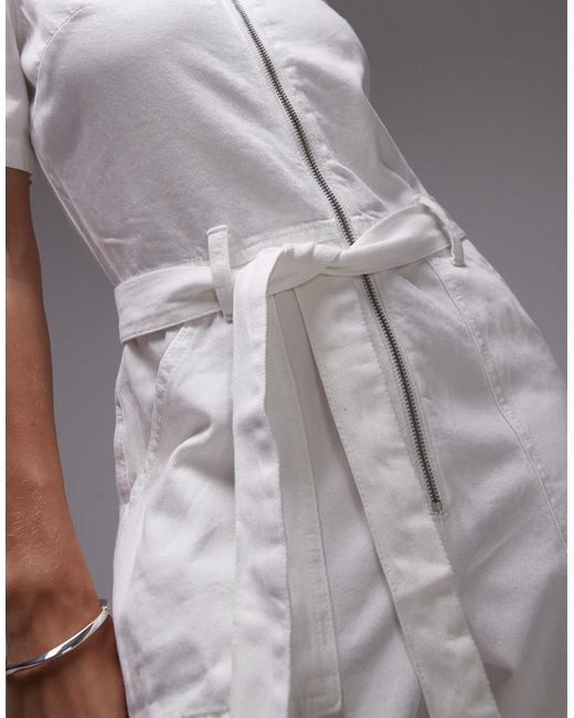 Combinaison décontractée en denim avec fermeture éclair Mango en coloris Gray