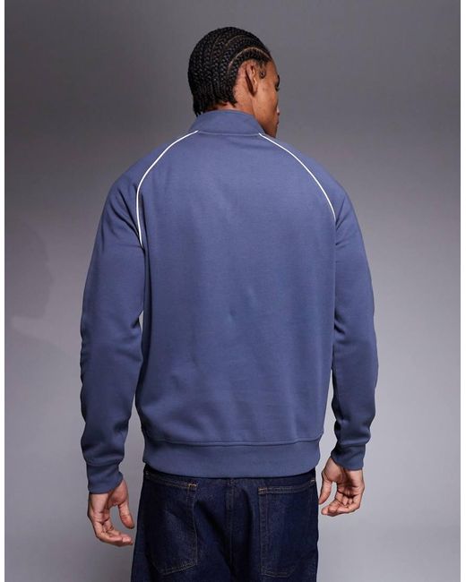 Barbour Blue Markford Half Zip Logo Sweatshirt for men