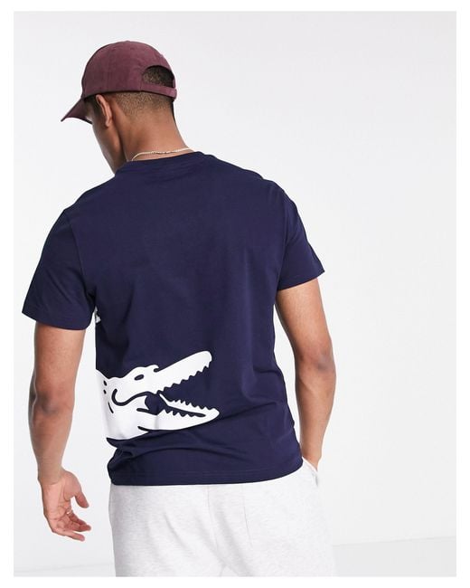 Lacoste – t-shirt mit großem krokodil-logo in Blau für Herren | Lyst DE