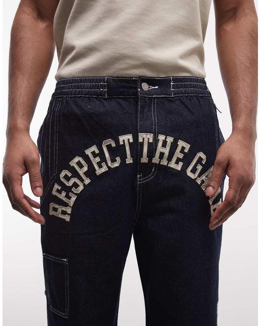 AND1 Blue Respect The Game Contrast Stitch Jeans Co-ord for men