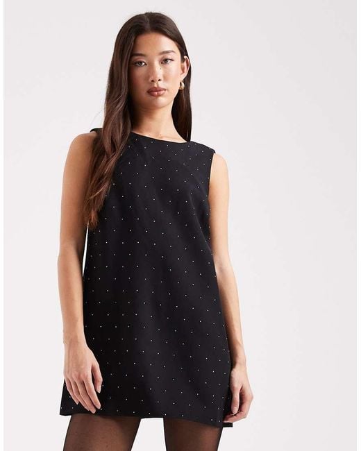 ONLY Black Bow Back Detail Rhinestone Mini Dress
