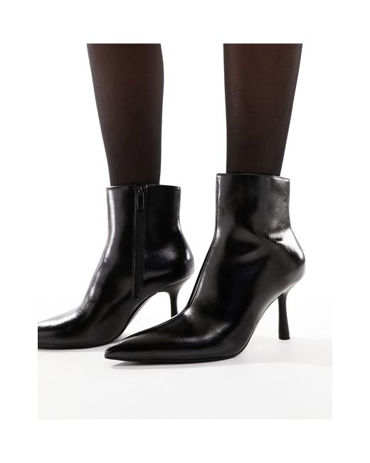 Pull&Bear Black Kitten Heel Boot With Pointed Toe