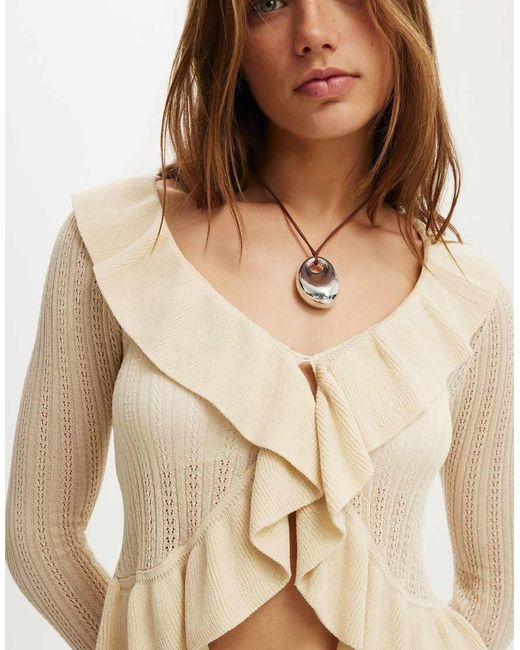 Cotton On Natural Ruffle Knit Cardi