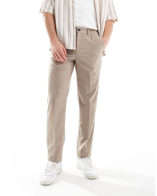 Ben Sherman Natural Elasticated Waistband Suit Trouser for men