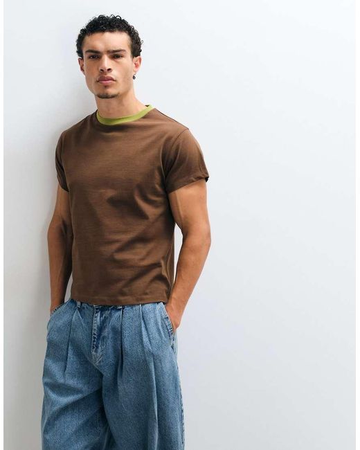 Reclaimed Vintage Blue Contrast Ringer T-shirt for men