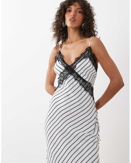 Nobody's Child White Emerson Satin Lace Cami Maxi Dress