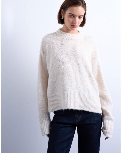 TOPSHOP White – ultimate – flauschiger strickpullover aus wollmix
