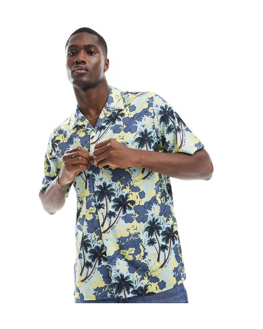 Camisa con estampado floral y cuello PS by Paul Smith de hombre de color Blue