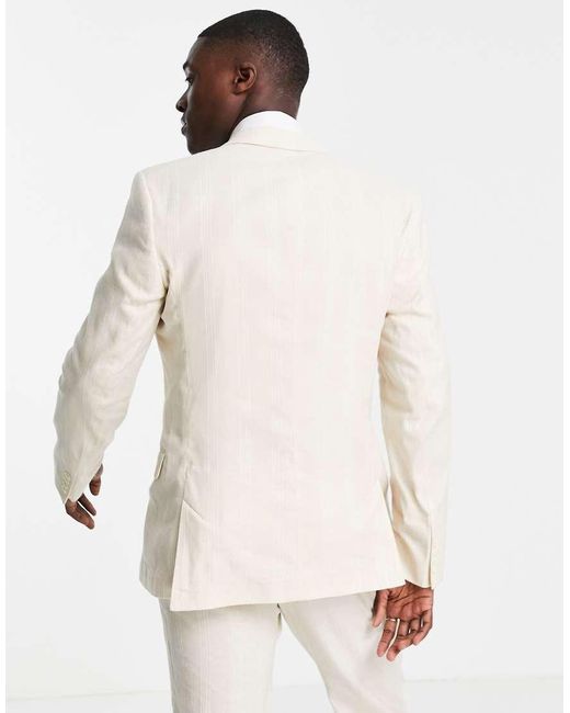 Chaqueta De Traje De Corte Slim A Rayas Anchas De Mezcla De Lino De Wedding-Beis ASOS de hombre de color Natural